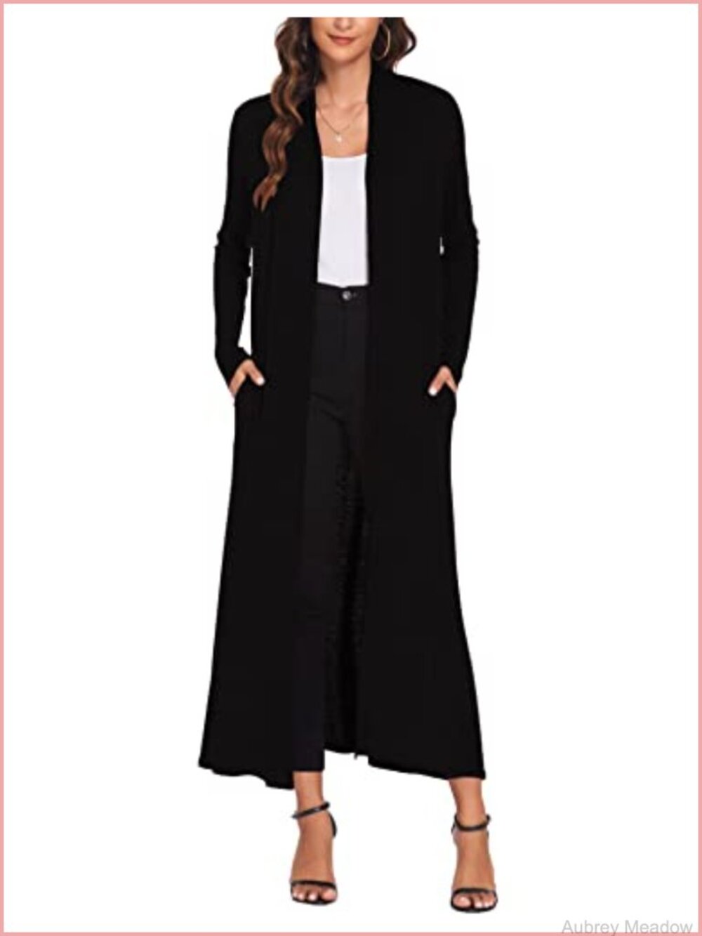 Women's Long Open Front Cardigan Duster with Pockets